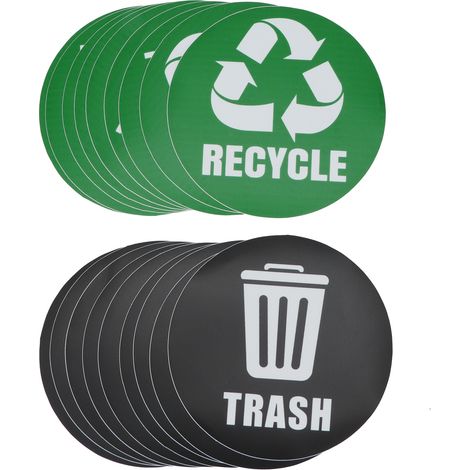 18-teiliges Set Mit Aufklebern Für Recyclingbehälter, Selbstklebend Und Wasserfest
