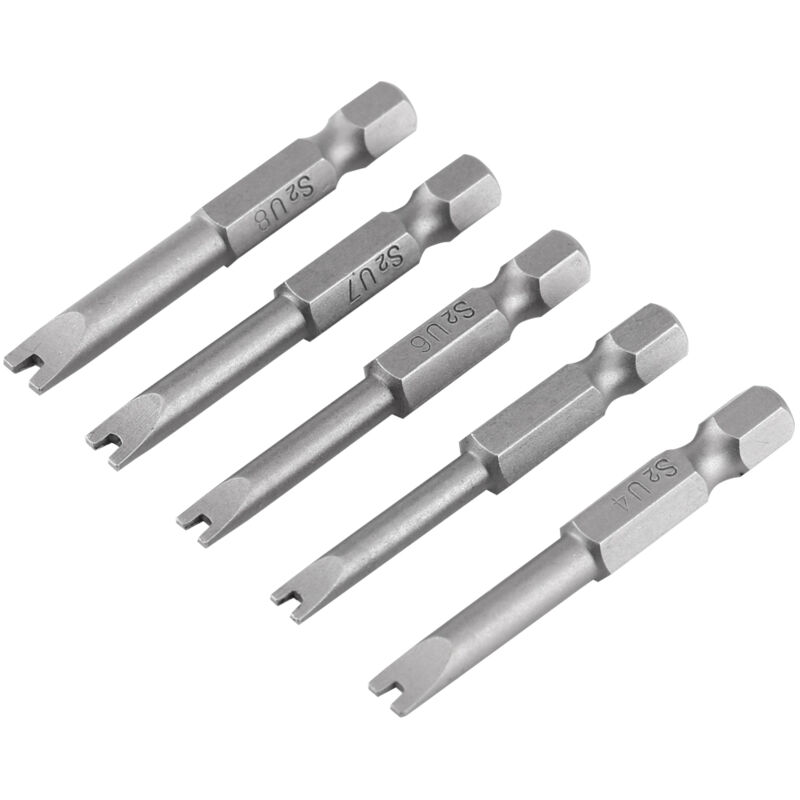 Set Mit 5 Magnetischen U-förmigen Schraubendreherbits Aus S2-legierungsstahl, 50 Mm Lang, 1/4"-sechskantschaft
