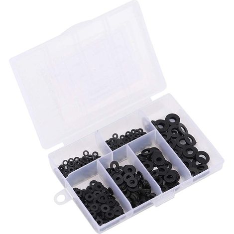 500-teiliges Sortiment An M2-m6 Nylon-flachscheiben Und Dichtungen Mit Box (schwarz)