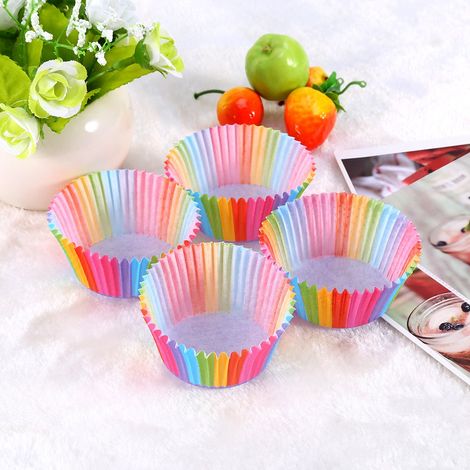 100 Bunte Cupcake-förmchen, Papierförmchen Für Cupcakes, Muffins Und Kuchen