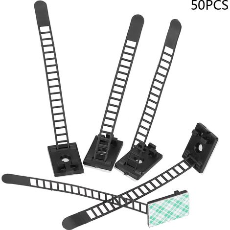 50 Stück Verstellbare, Selbstklebende Kabelbinderclips Für Autos, Schwarz