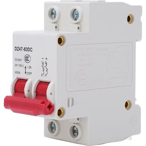2-poliger Photovoltaik-leistungsschalter, 250 V Dc, 4000 A Abschaltvermögen, Für Heimbüros, 63 A