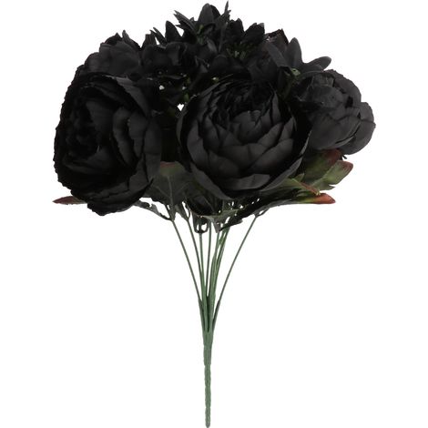 Künstlicher Rosenstrauß In Schwarz Und Rot, Künstliche Vintage-rosen Mit Langen Stielen Für Hochzeitsfeiern Und Trauerfeiern (z)