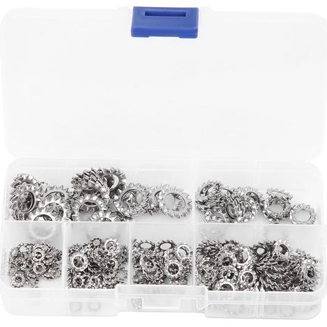 300 Stück Außenverzahnungs-sternscheiben, 6 Größen, Edelstahl, Anti-lockerungsdichtung M2,5 M3 M4 M5 M6 M8, Befestigungssortiment, Schnellspannclips