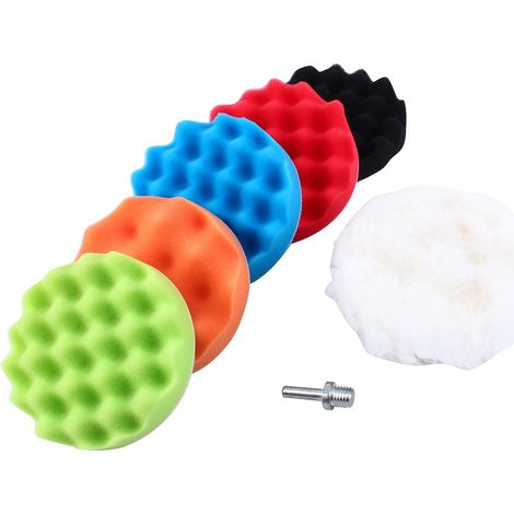 7-teiliges 4-zoll-schwamm-polierwachs-polierpad-set Für Autopoliermaschinen, M10-bohradapter-set