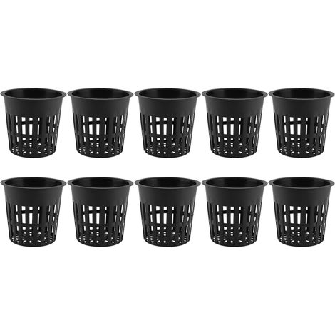 10 Stück Hydroponik-netztöpfe, Geteilte Netzbecher, Pflanzkörbe Aus Kunststoff Für Hydroponik, Aeroponik, Orchideen (schwarz/weiß) (schwarz)