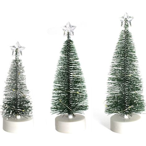 Led-sisalbäume Mit Miniatur-holzbaumszenen, Realistisch Und Langlebig, Inklusive 3 Mattierten Bürsten, Für Die Weihnachtsfeierdekoration (verschiedene Farben)