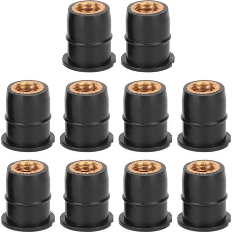 10 Stück M6x0,8mm Unverlierbare Gummimuttern Aus Messing Für Motorrad- Und Atv-windschutzscheiben