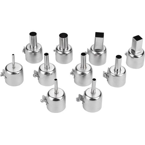 10-teiliges Heißluftpistolen-düsenset, 850 Heißluft-lötstation, Set Mit Runden Und Quadratischen Düsen, Silberfarben, 22 Mm Durchmesser, Zusatzgewicht 193 G, Düsen 3–12 Mm