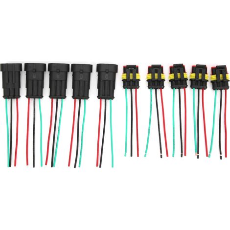 Wasserdichter Kfz-elektrikstecker, 5 Sätze Mit 1/2/3 Pins, Stecker Mit 3-poligem Metallkabel