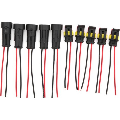 Wasserdichter Kfz-elektrikstecker, 5 Sätze Mit 1/2/3 Pins, Stecker Mit 2-poligem Metallkabel