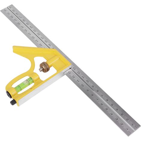 Verstellbarer, Tragbarer Kombinationswinkel Aus Edelstahl, Holzmesswerkzeug, Gelb, 300 Mm