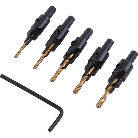 Hss-senkbohrer-set, 5-teilig, 1/4-zoll-rundschaft-senkbohrer-set, Für Die Holzbearbeitung
