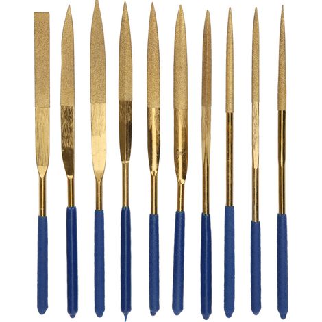 Diamant-nadelfeilen-set Mit Titanbeschichtung, Mini-set Mit 10 Teilen, 4 X 160 Mm, Zur Bearbeitung Von Stahl, Keramik Und Glas