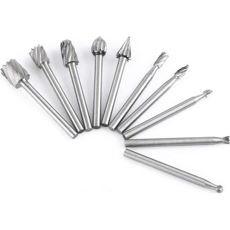 Set Mit 10 Hartmetall-fräsern, 3,2 Mm (1/8") Schaft, Aus Schnellarbeitsstahl, Für Holzbearbeitung Und Schnitzerei