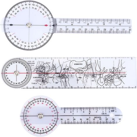 Leicht Ablesbares, Drehbares Medizinisches Goniometer, Wirbelsäulenlineal, 6/8/10 Zoll Kunststoff-messlineale, 3 Stück