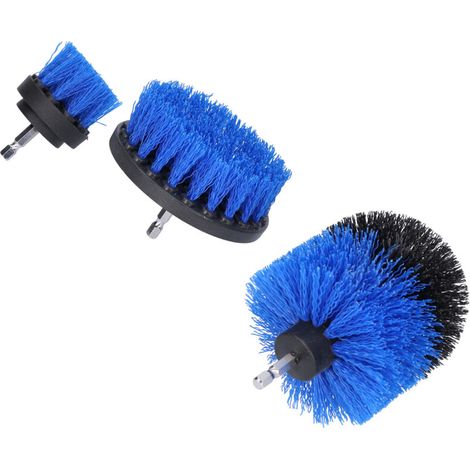3-teiliges Elektrisches Scheuerset Mit Bohrmaschinenbürstenaufsatz, Reinigung Von Blauen Fliesen, Badewannenbodenmatten