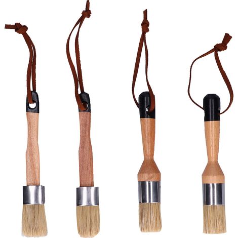 Pinsel Mit Runden Köpfen Und Holzgriffen, Möbelpolierwerkzeuge, Wohnaccessoires, 4 Stück