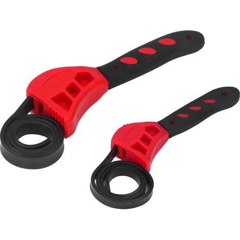 Mehrzweck-riemenschlüssel, 2-teilig, Verstellbarer Gummiriemen (15 Cm Und 20 Cm) Für Die Autowartung, Rot