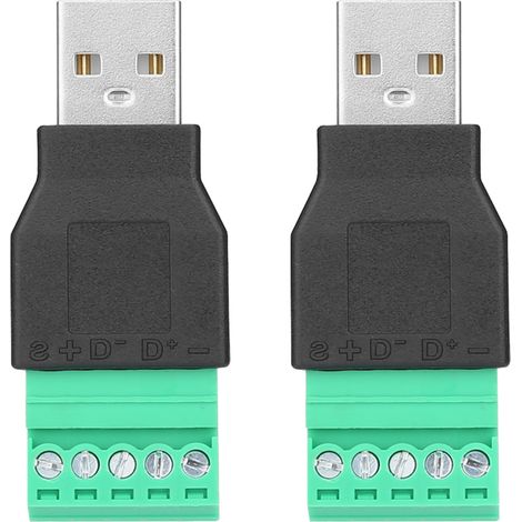 Usb-stecker Auf 5-poligen Schraubanschluss-adapterstecker, 2 Stück