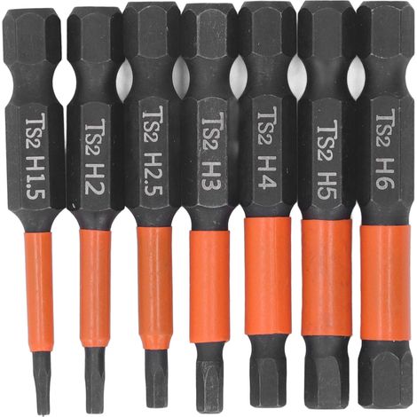 7-teiliges Magnetisches Schraubendreher-bit-set, Metrische Sechskantschaft-schlagschrauberbits H1,5-h6
