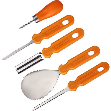 Halloween-kürbisschnitzwerkzeug-set, Schneidzubehör Aus Pp-edelstahl Für Kunst Und Handwerk Für Erwachsene Und Kinder, 5-teilig