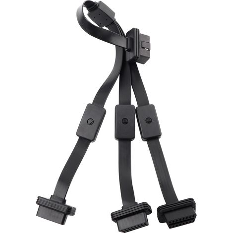Obd2-splitter-adapter, 16-poliger Verlängerungsstecker, 1 Stecker Auf 3 Buchsen, Lange Lebensdauer, 50 Cm, Hohe Flexibilität, Schwarz, Für Autos