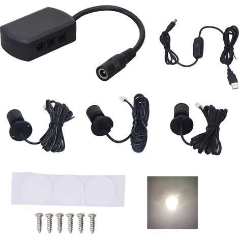 Mini-led-spots, 5v Usb, Dimmbar, 1-3, Für Kleine Möbel, Natürliches Licht, Schwarz