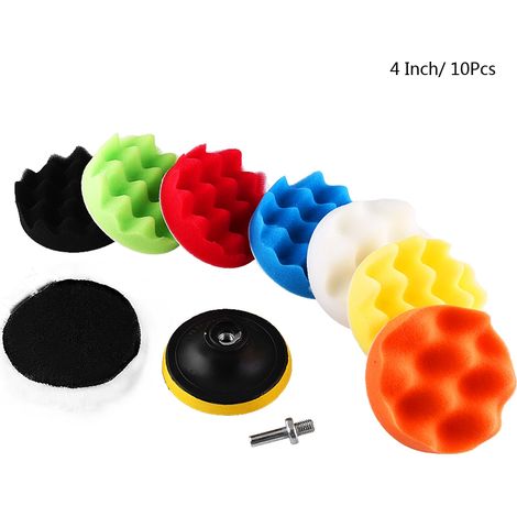 10-teiliges Schwammpolierpad-set Für Autopoliermaschinen, Mit 4"-bohradapter