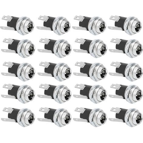 Dc-strombuchse, 20 Stück, Mit 5,5 X 2,1 Mm Gewindemutter, Dc025m Einbaustecker