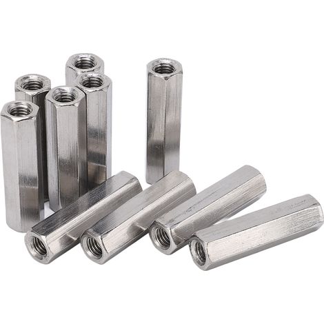 Satz Mit 10 Sechskant-kupplungsmuttern, Industrielle Befestigungsverbinder Aus Edelstahl 304, M8x1,25, 13 L50 Mm