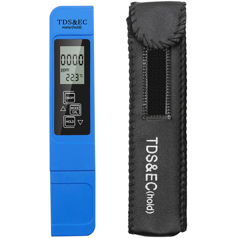 Tds- Und Ec-messgerät, Tragbarer Kompakt-lcd-bildschirm, 3-in-1-teststift Für Tds, Ec, Temperatur Und Wasserqualität Für Aquarium Und Schwimmbad, Blau