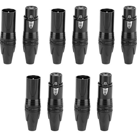 Paar 3-polige Xlr-stecker, Audiobuchse, Schwarz