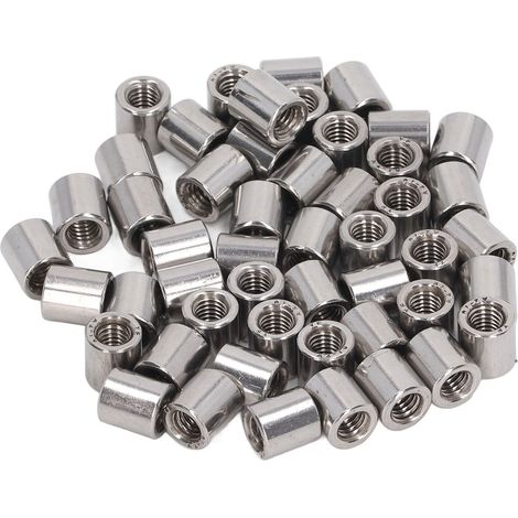 Rundstangenverbinder Aus Edelstahl 304, Kupplungsmutter, Innengewinde M6x1, 0–10 Mm, Länge 11 Mm, 50 Stück
