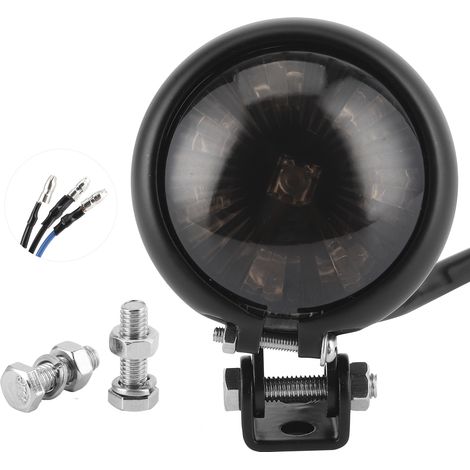 Led-rücklicht Mit Universeller Befestigungsschraube Für 12-v-motorräder, Schwarzes Gehäuse, Getönte Linse