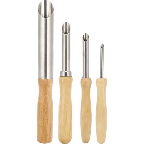 4-teiliges Rundes Töpferwerkzeug Mit Holzgriff Zum Tonschnitzen Und Bohren
