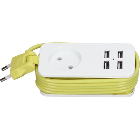 1200-w-10-a-steckdosenleiste, Feuerfester Adapter Mit 4 Usb-anschlüssen Für Smartphones Und Tablets
