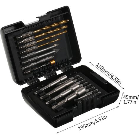 Bohrerset, Schlagschrauber Für Holz, Metall, Stahl Und Sicherheitsbohrer, 20-teiliges Elektrowerkzeug Mit Koffer