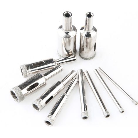 Diamantbohrer-set, 10-teilig, 3–18 Mm Lochsäge Für Beschichteten Kohlenstoffstahl, Glas, Keramik, Porzellan, Fliesen, Ziegel, Marmor
