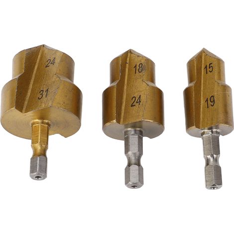 Tpr-hebebohrer, 3-teilig, 1/4-zoll-sechskantschaft-rohrreibahle, Bohrer Zur Erweiterung Von Wasserrohröffnungen 15–19 Mm, 18–24 Mm, 24–31 Mm