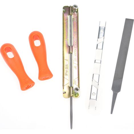 Kettensägen-schärfset, Bestehend Aus Griff, Feile, Flachfeilen, Halter Und Anschlaglineal, Zum Schärfen Von Kettensägenzähnen, 6-teiliges Schärfset