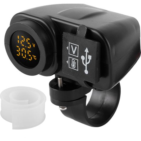 Motorrad-voltmeter Mit Zwei Usb-anschlüssen, Multifunktionsladegerät, Temperaturanzeige Mit Wasserdichter Abdeckung