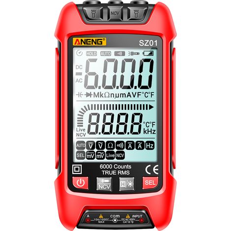 Sz01 Trms Auto-multimeter, Rot, 6000 Counts, Batterielos