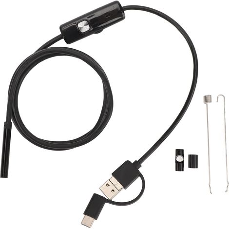 3-in-1-endoskopkamera Mit 1 Meter Langem Kabel, 6 Led-leuchten, Flexiblem Endoskopkanal Und Usb-typ-c-schnittstelle Für Android.