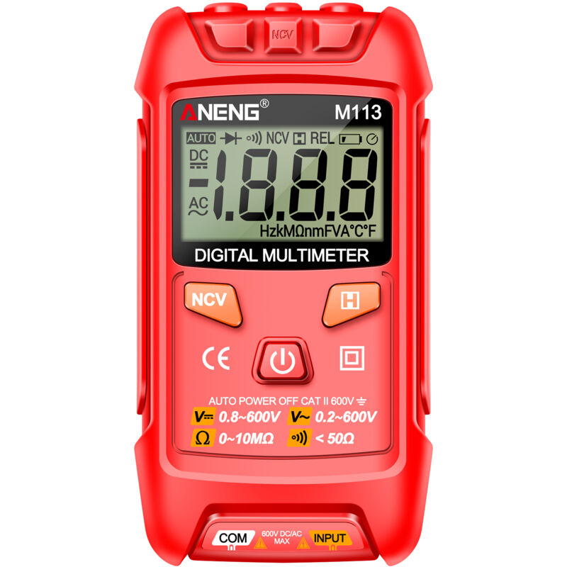 M113 Trms Mini-multimeter, Rot, 1999 Zählwerte, Batterielos