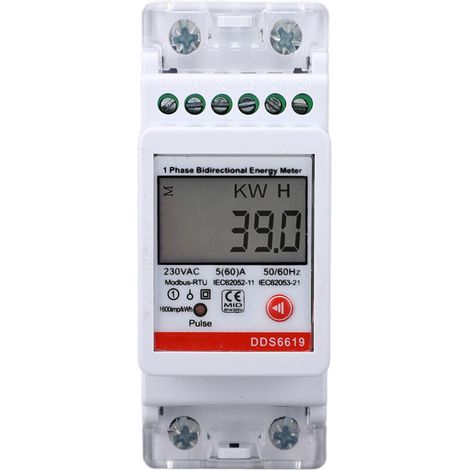 Einphasen-energiezähler, Bidirektionale Messung, 2p Din-schienenmontage, Kwh-stromverbrauch Mit Rs485-kommunikation, Ac230v 5a
