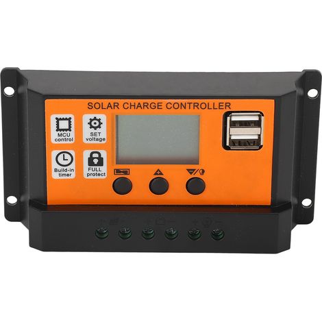 Solarladeregler Mit Lcd-bildschirm, 3-stufigem Bedienfeld, Regler Für 12v/24v/10a Lithium-säure-batterien