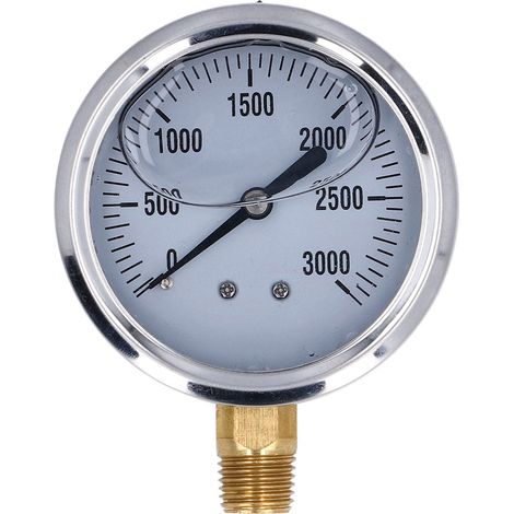 Flüssigkeitsgefülltes Manometer, 1/4-zoll-npt-gewinde, 2,5-zoll-zifferblatt, Edelstahl-manometer Für Luft, Wasser Und Öl, 0 Bis 3000 Psi