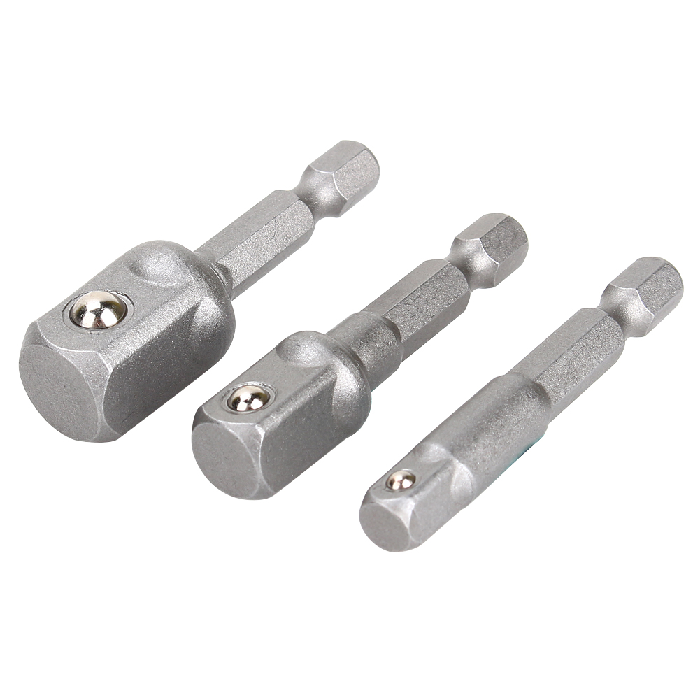 3-teiliger Sechskant-steckschlüsseladapter Für Schlagbohrmaschinen (1/4", 3/8", 1/2")