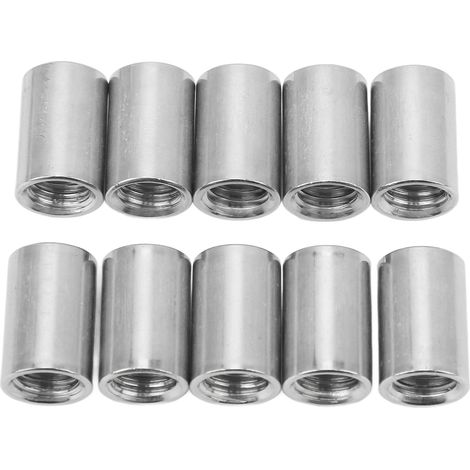 Runde Anschlussmutter M10x1,5 L20mm, Kupplungsmuttern Aus Edelstahl Mit Innengewinde, Gewindestangensatz, 10 Stück